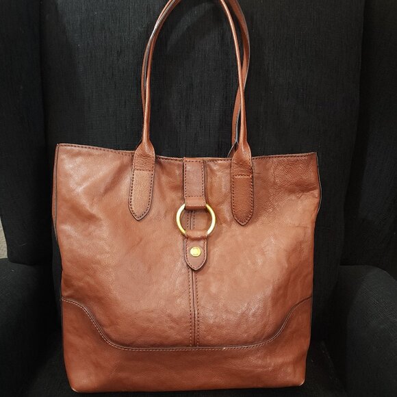 Frye Handbags - Frye Cognac Brown Leather Ring Tote Shoulder Bag